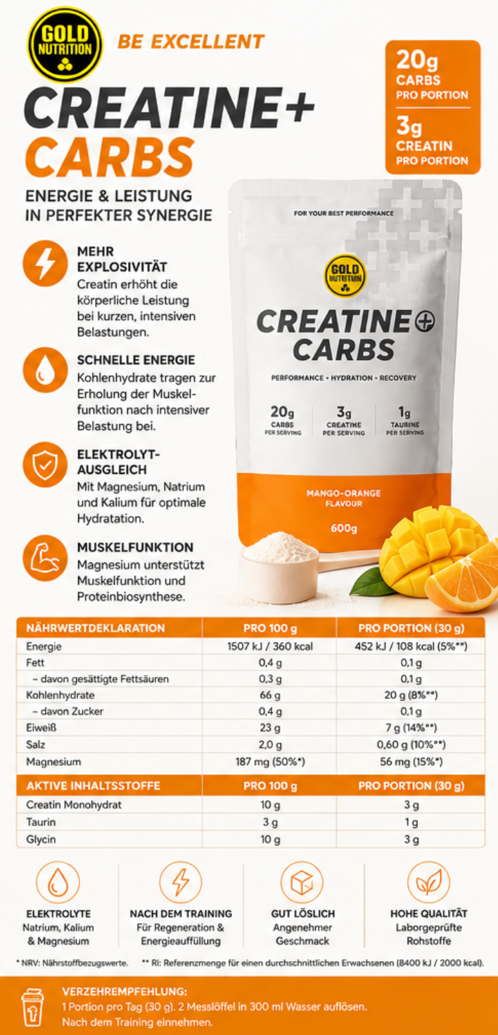 Creatine + Carbs Mango Orange - 600g