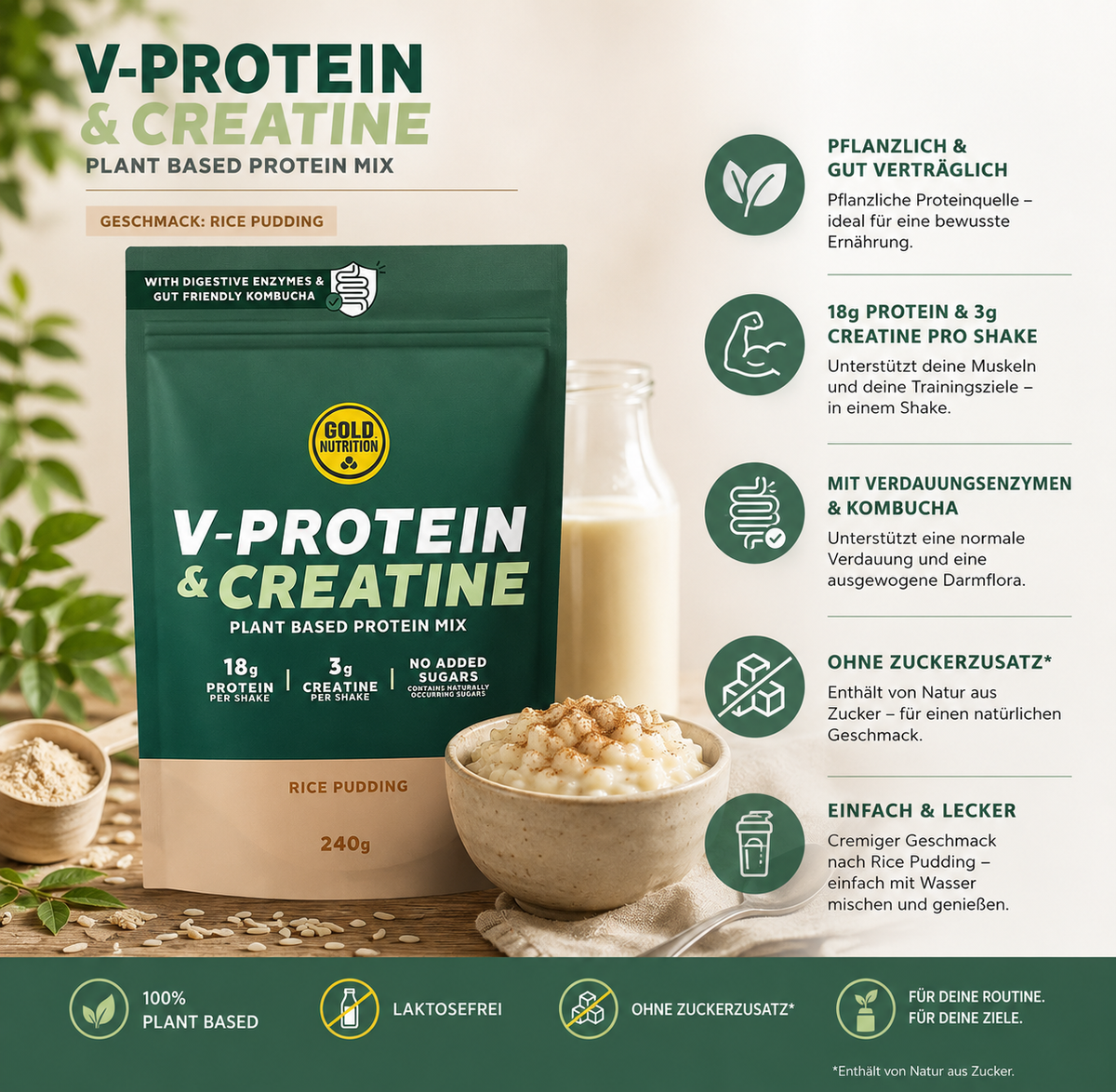 V-PROTEIN + CREATINE RICE PUDDING - 240 G