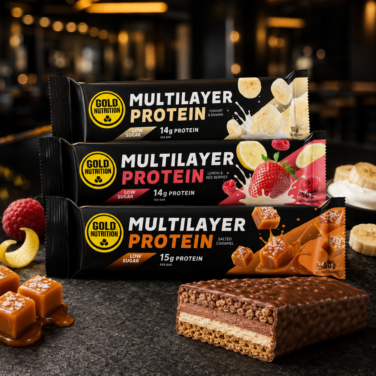 Mehrschichtiger Proteinriegel